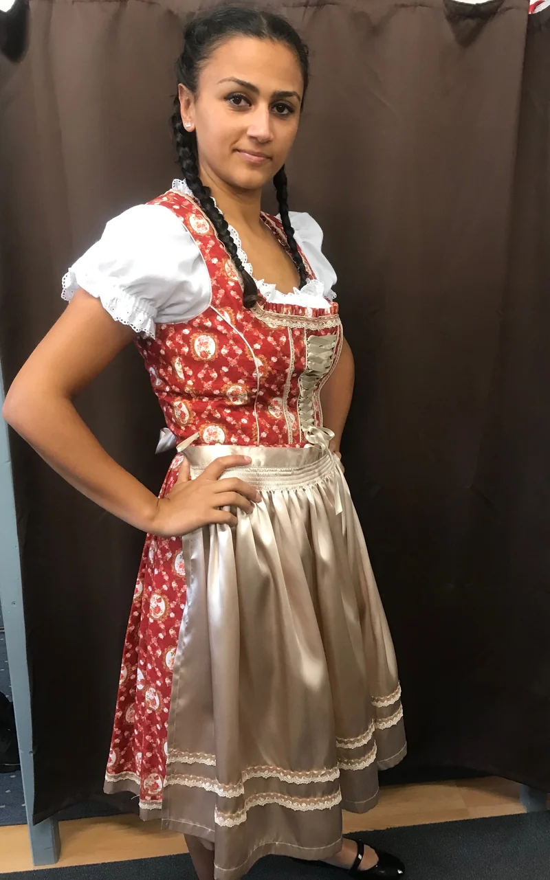 Dirndl rot beige - ohne Bluse - Bergweiss Gr. 40