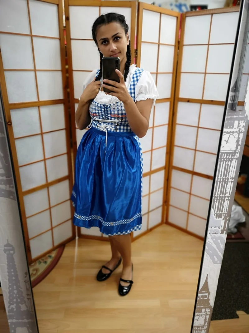 Dirndl blau kariert - mit Schürze – Stockerpoint, Gr. 38