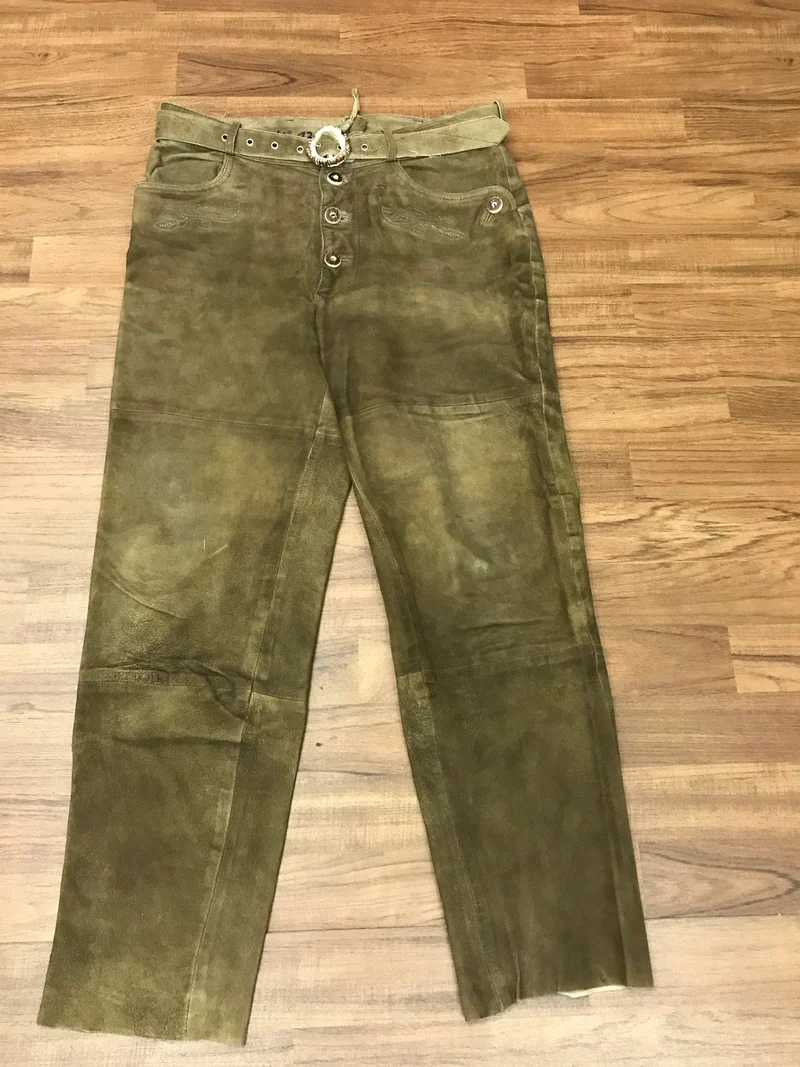 Vintage Lederhose Herren lang Gr. 48 – braun Trachtenhose Ziegenleder 80er/90er