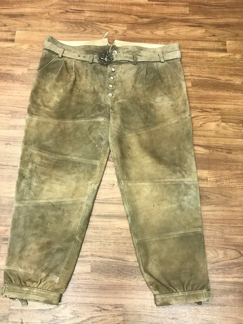 Vintage Lederhose Herren lang Gr. 64 – Durner Memmingen Trachtenhose braun mit Gürtel