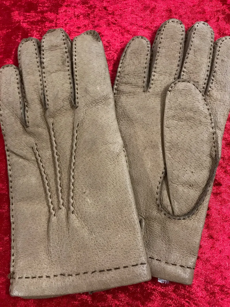 Vintage Lederhandschuhe Herren – Größe 9 ¼ – Beige