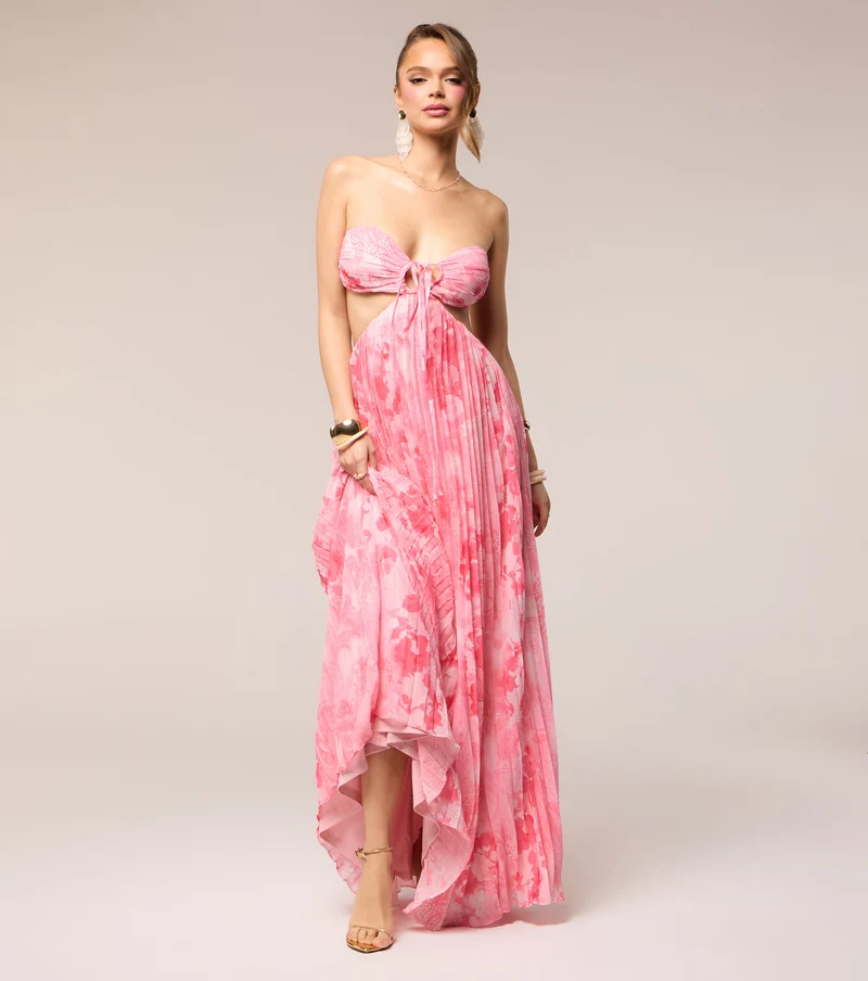 Molly Floral Pleated A-Line Formal Dress