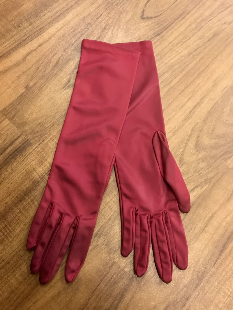 Vintage Damenhandschuhe – Weinrot, Gr. M, 35 cm