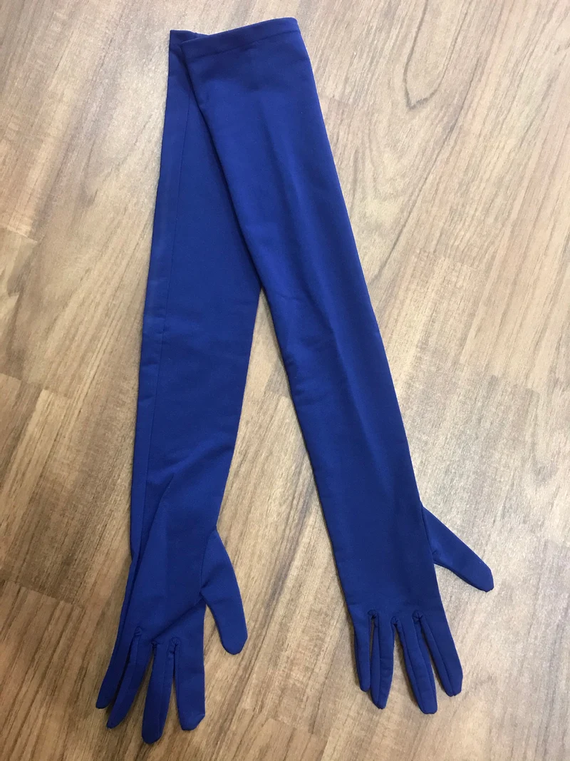Vintage Damenhandschuhe – 20er Jahre Stil, Blau, Gr. M, 55 cm
