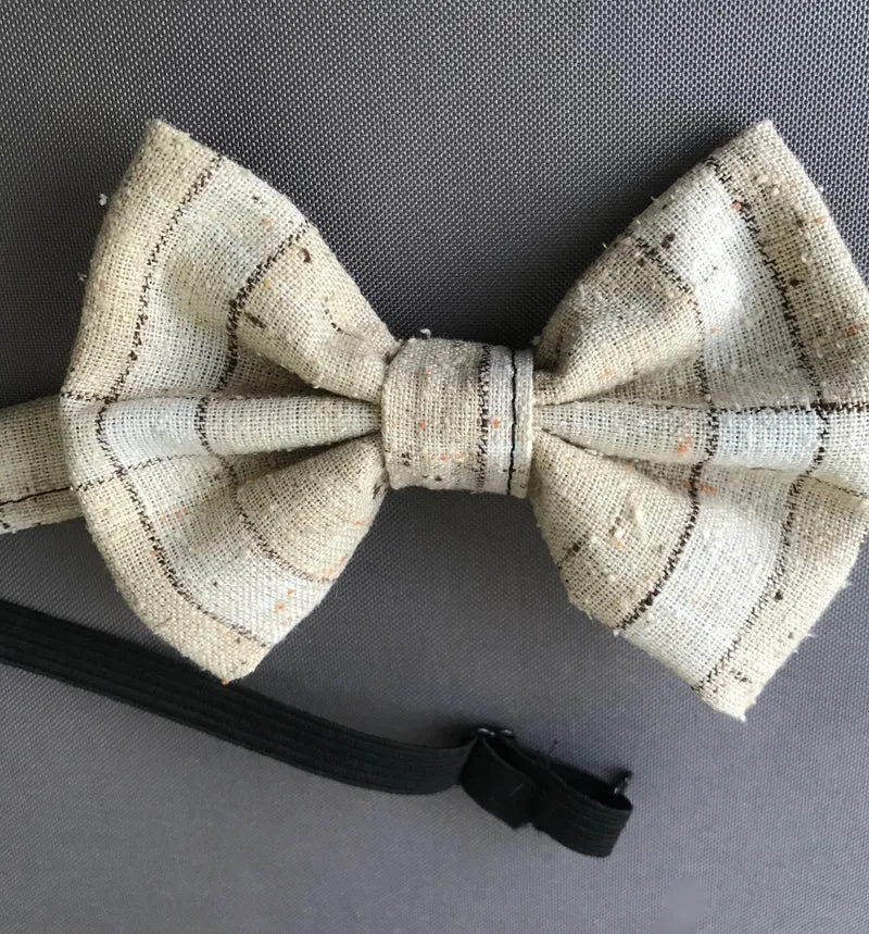 Vintage Fliege – Einheitsgröße, Beige mit feinem Streifenmuster