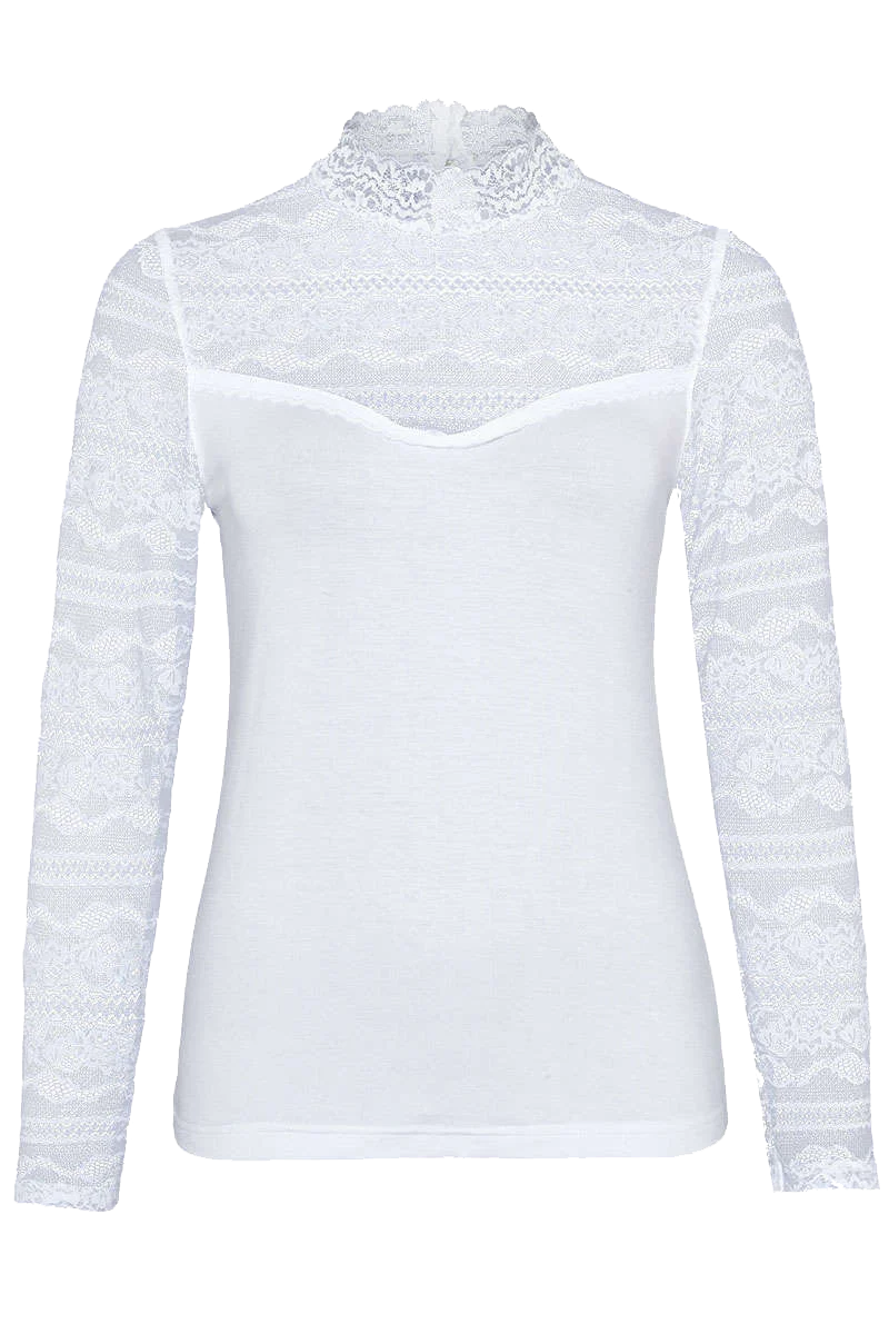 Damen Trachten-Longshirt mit Spitze und Stehkragen