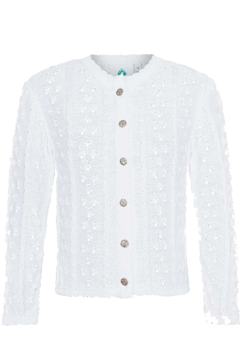 Mädchen Dirndl-Strickjacke mit Zopf und Ajourmuster