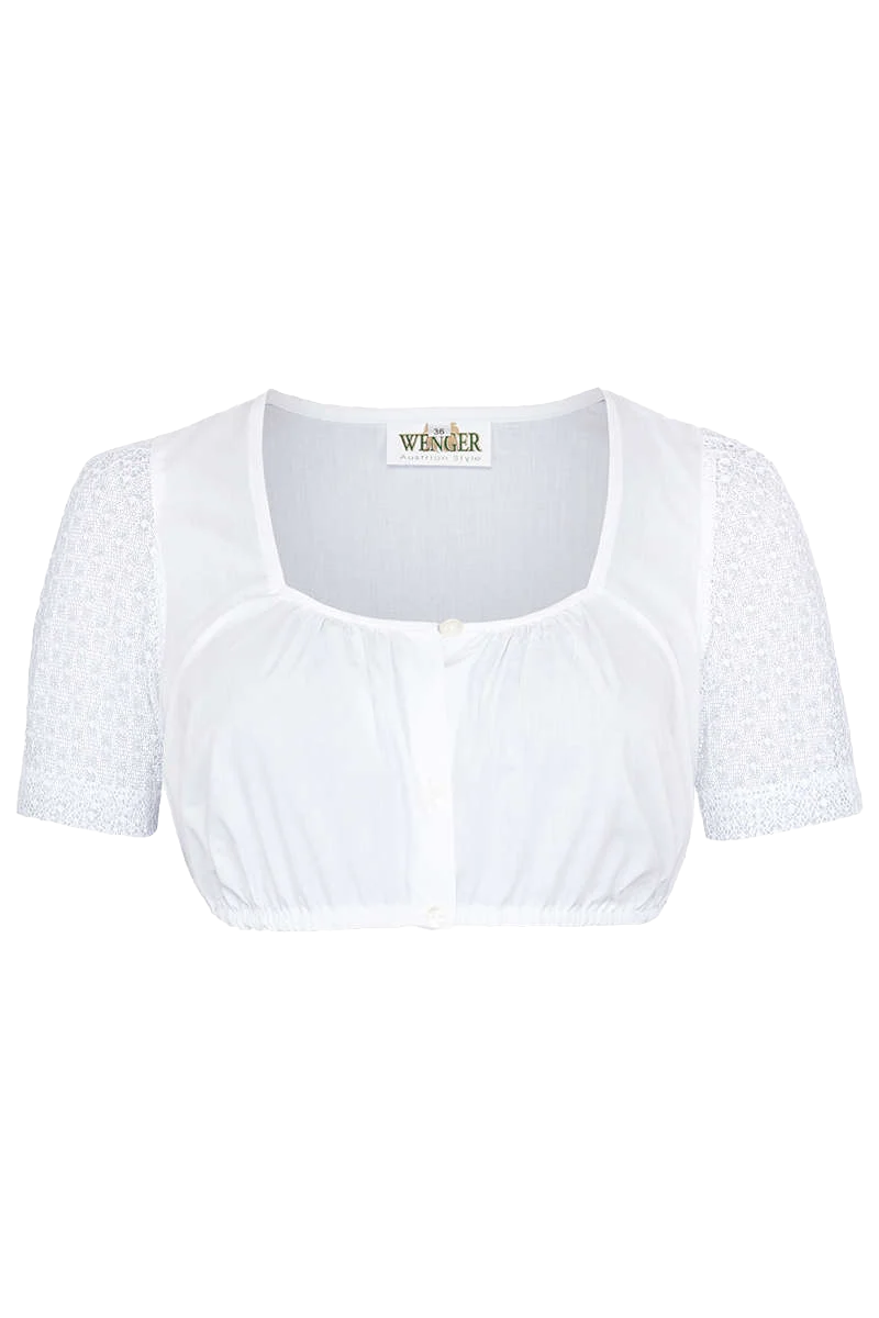 Dirndlbluse Stretch-Spitzenärmel kurzarm