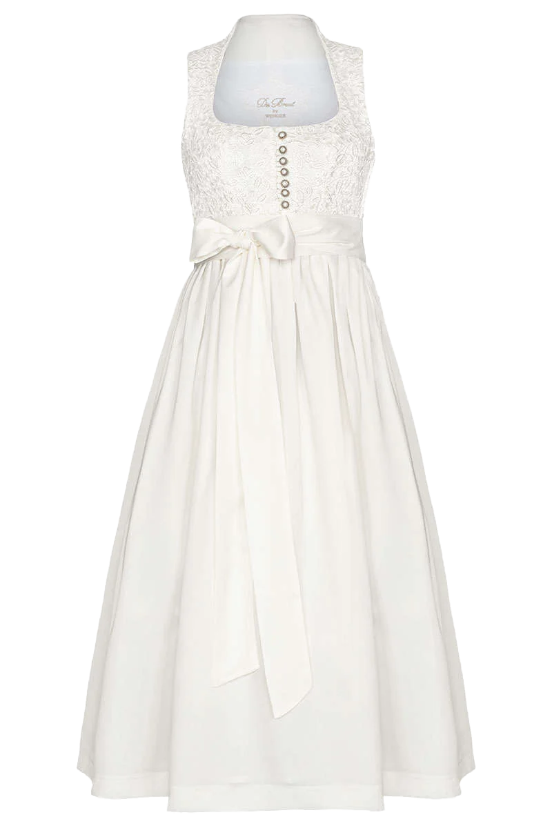 Umstands-Brautdirndl Kleid mit Schneewittchenkragen