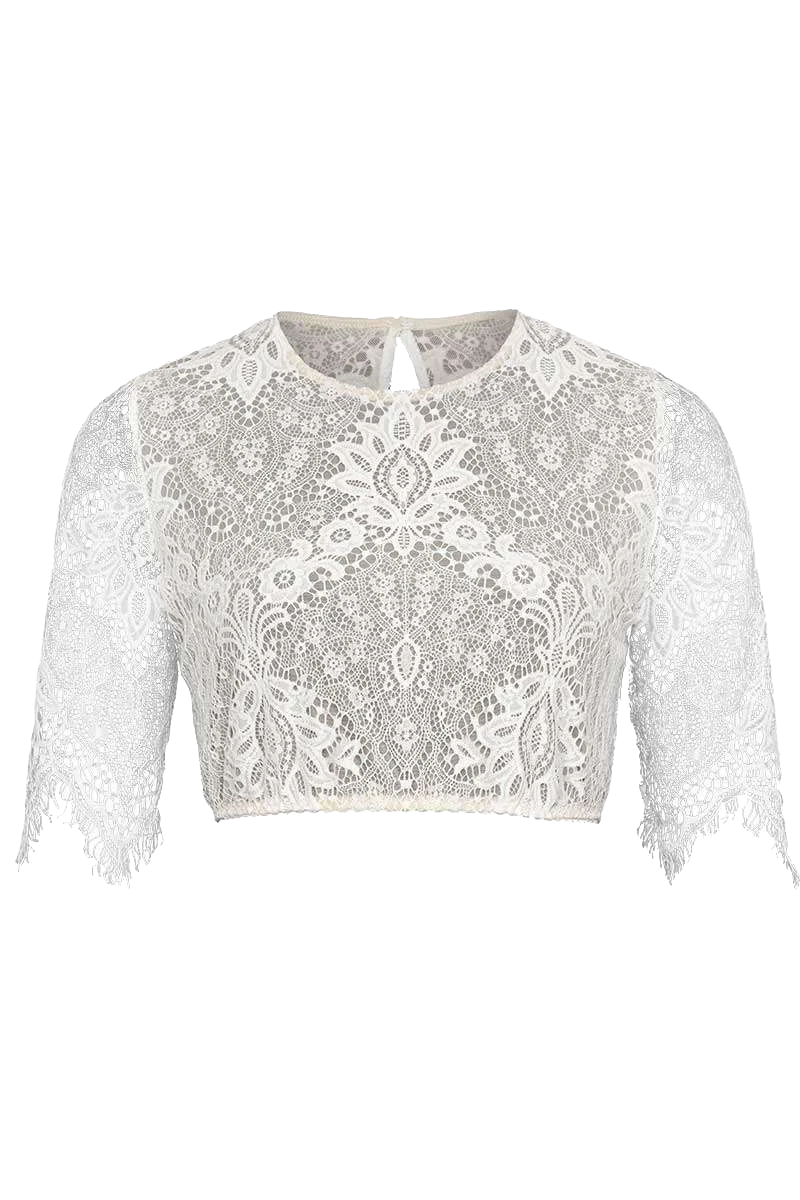 Dirndlbluse Spitze hochgeschlossen
