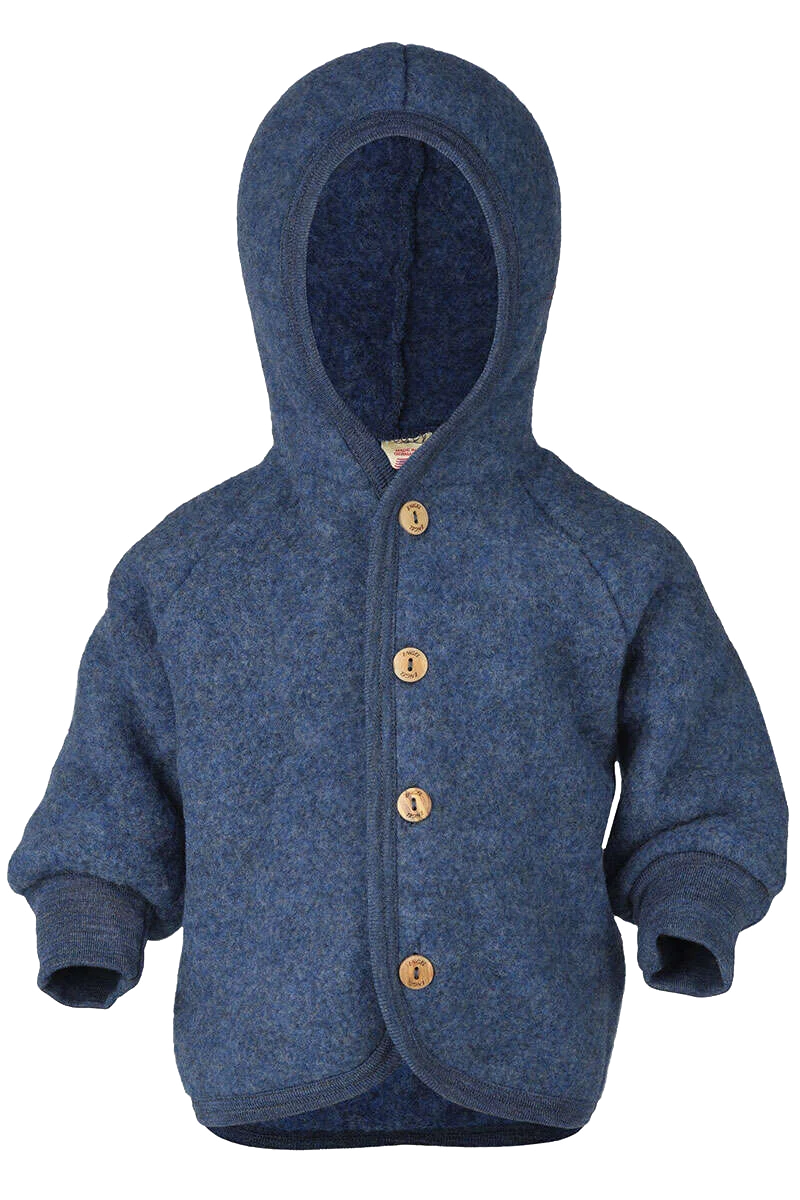 Baby-Kleinkinder-Jacke mit Kapuze aus Bio-Schurwolle