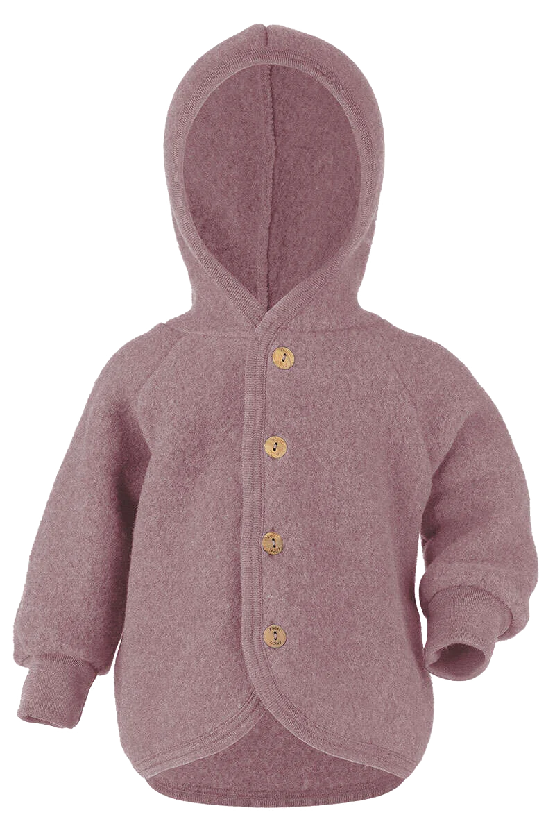 Baby-Kleinkinder-Jacke mit Kapuze aus Bio-Schurwolle