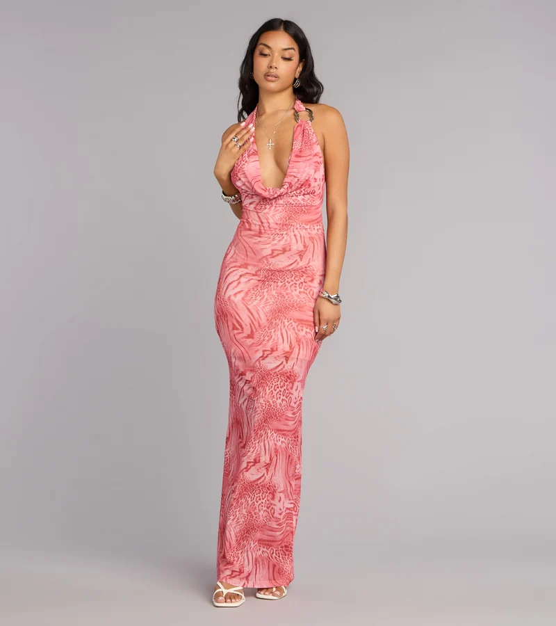 Wild Attraction Cowl Neck Maxi Dress