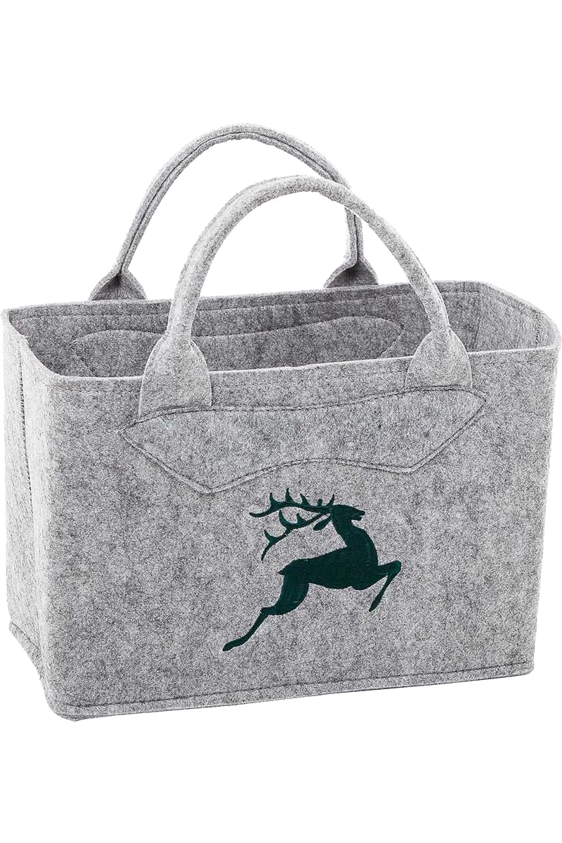 Trachten-Filztasche klein hellgrau mit springendem Hirsch