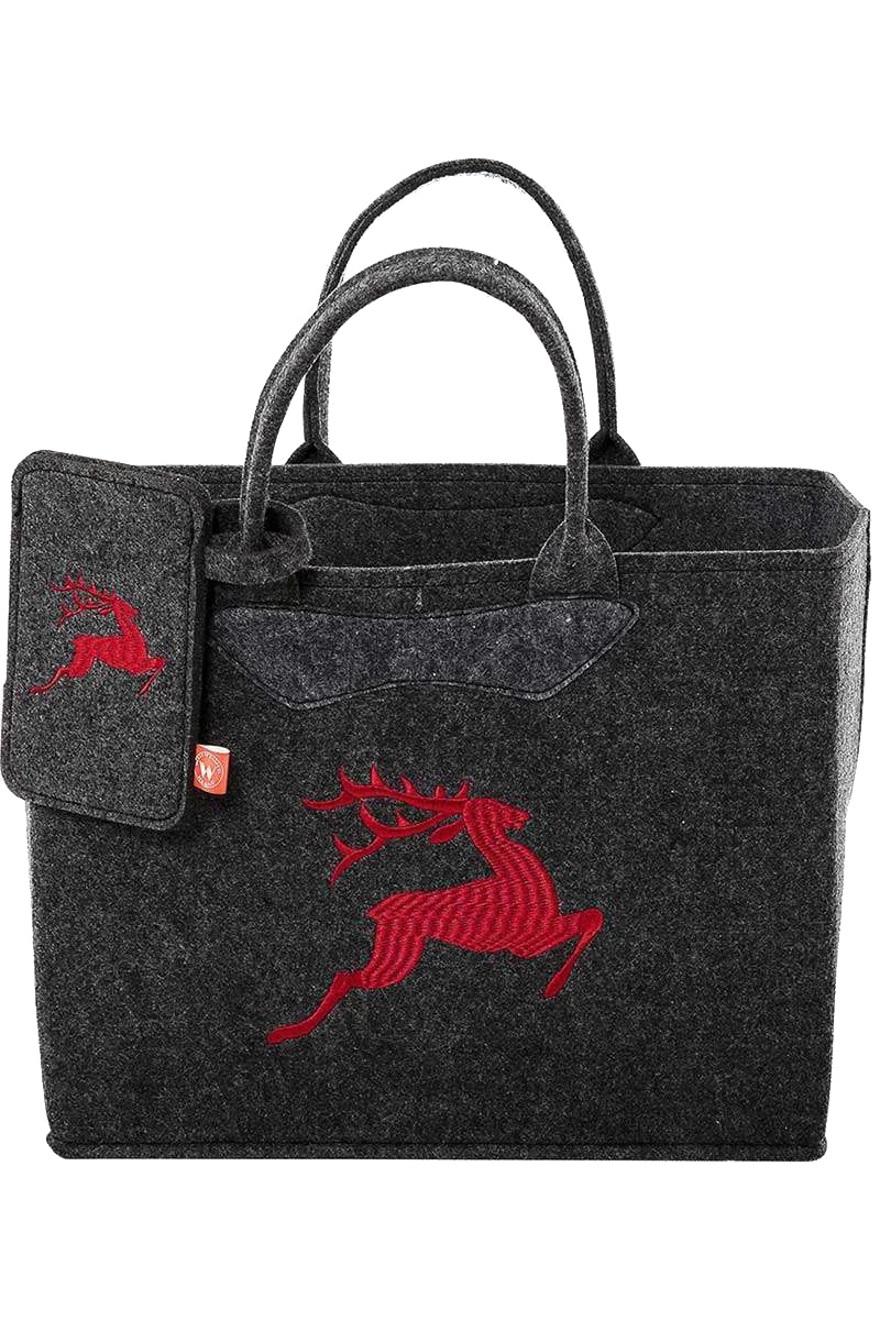 Trachten-Filztasche groß mit Handyetui springendem Hirsch