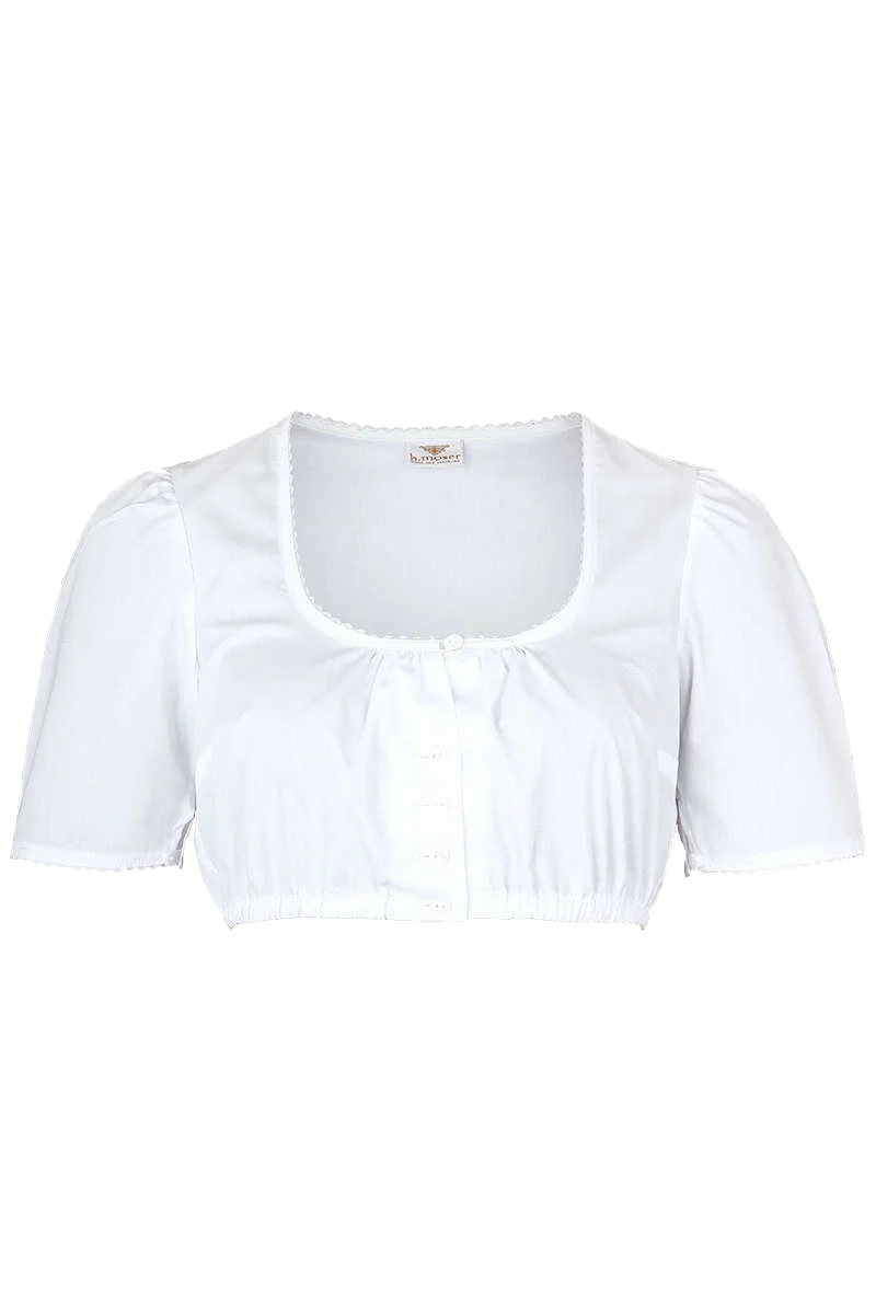 Dirndl-Bluse mit rundem Ausschnitt weiss