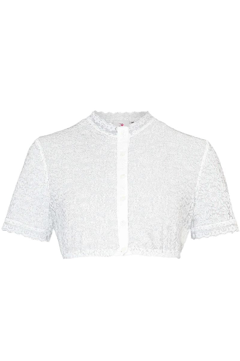 Dirndlbluse Spitze hochgeschlossen Kurzarm