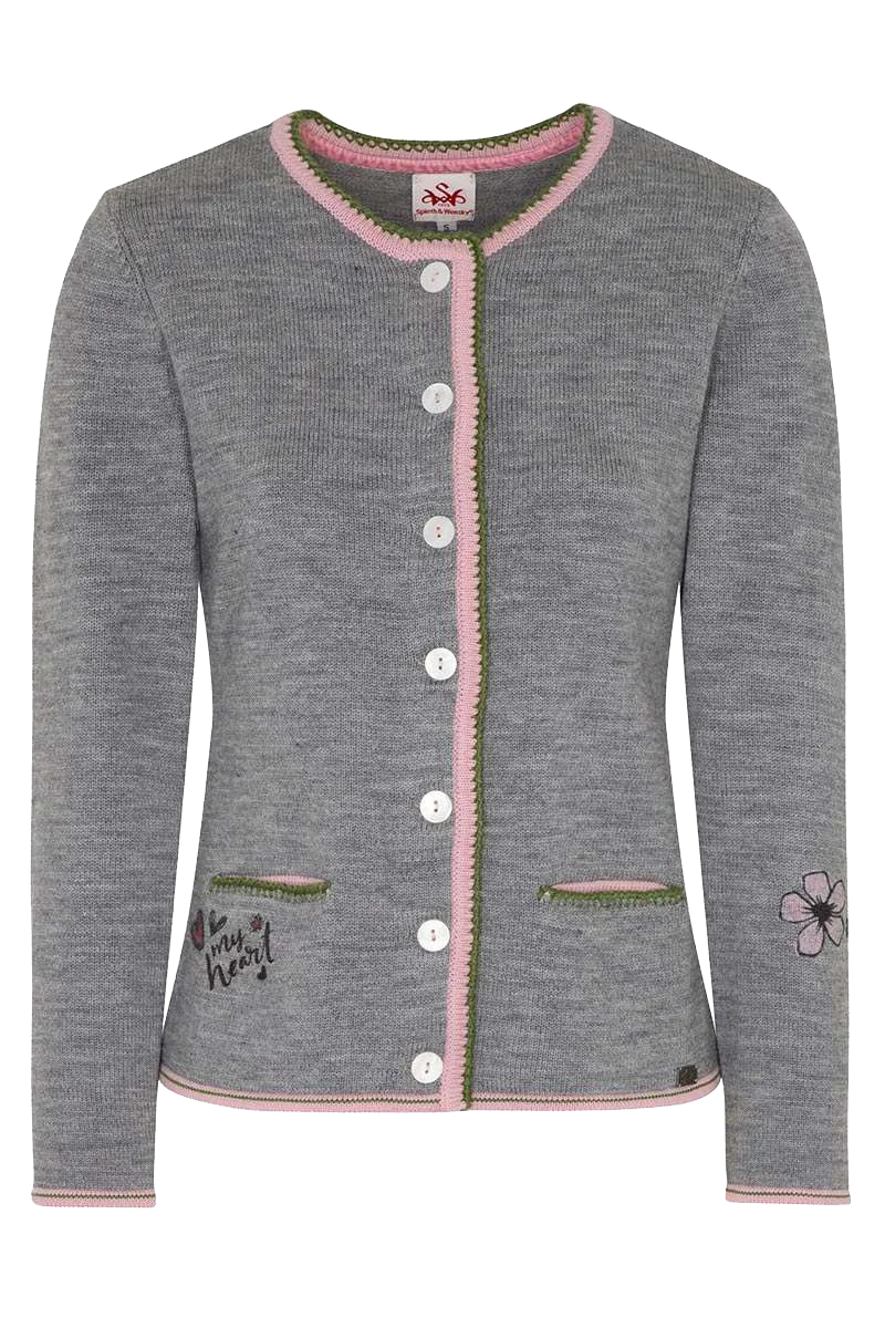 Damen Trachten Strickjacke mit Rosa Rändchen