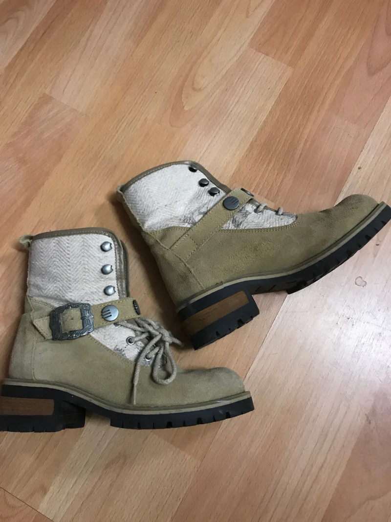 Trachtenschuhe beige – Schnürboots, Gr.37