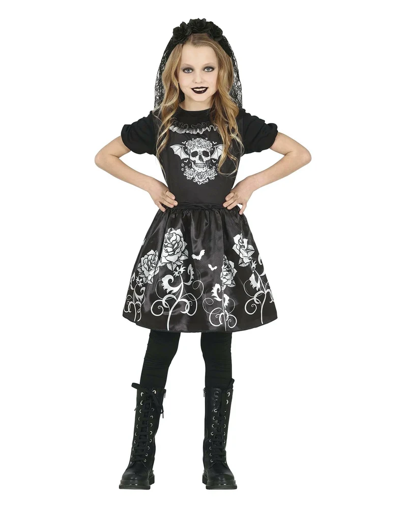 Gothic Skelett Braut Kinderkostüm