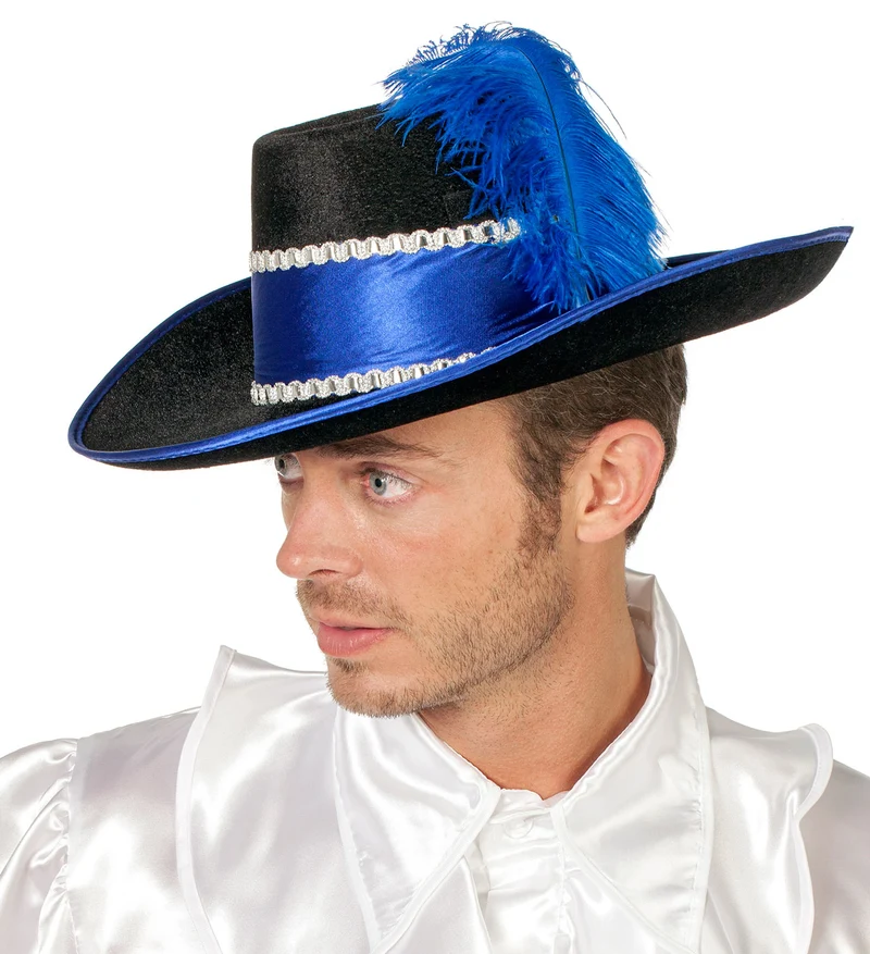 Extravaganter Musketentier Hut Blau