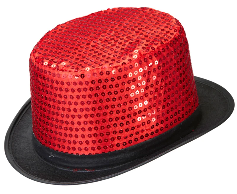 Zylinder mit Pailletten rot