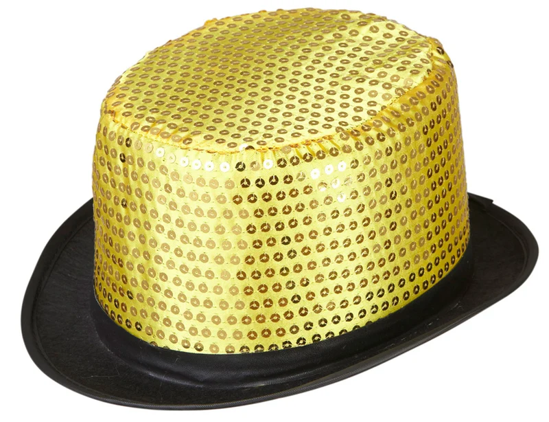 Zylinder mit Pailletten gold