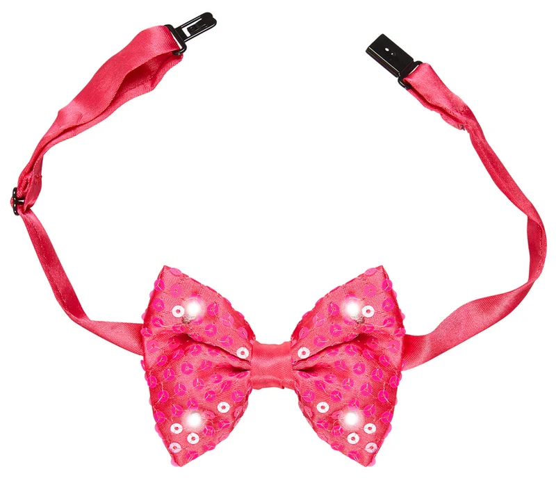 LED Pailletten Fliege pink