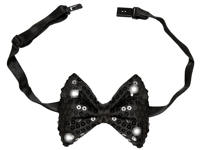 LED Pailletten Fliege schwarz