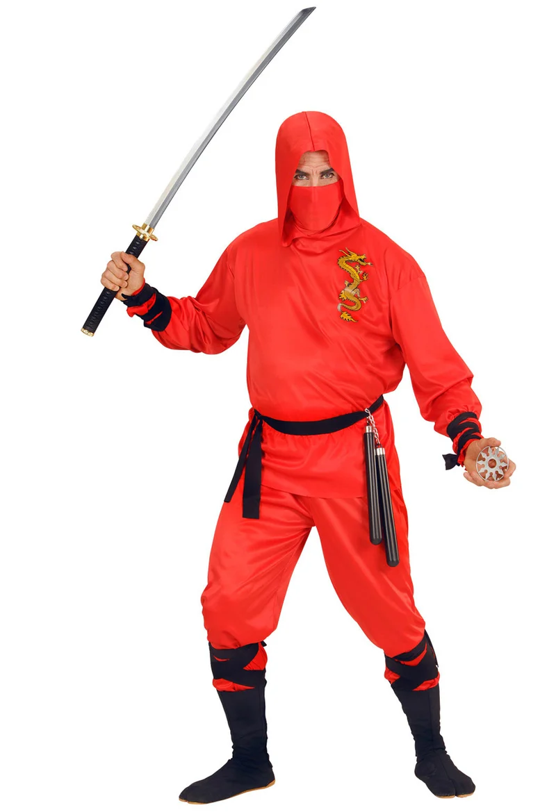 Red Ninja Fighter Kostüm für Herren