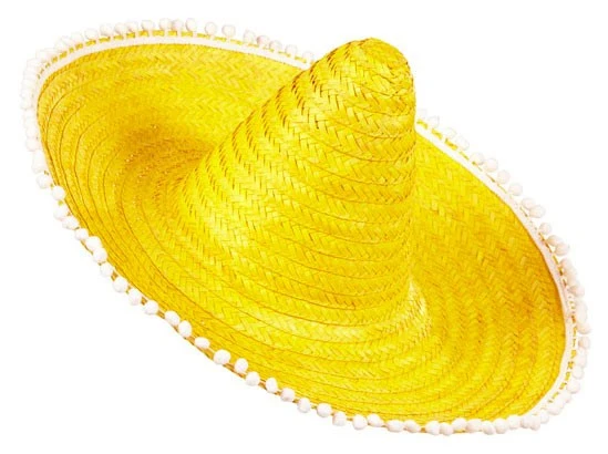 Exotischer Sombrero mit Bommeln Gelb 50 cm