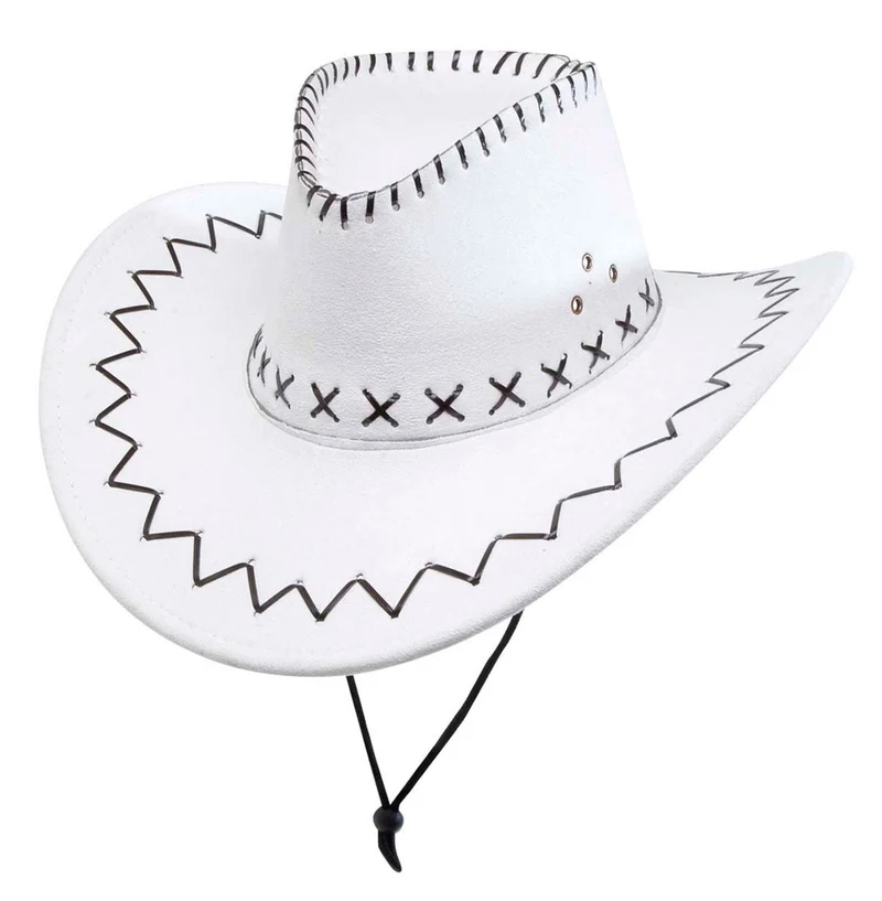Cowboyhut mit Nähten weiß