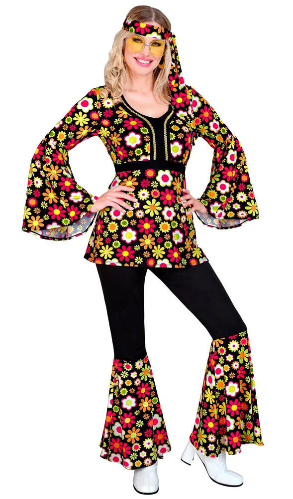 Crazy Flower Power Hippie Kostüm für Damen