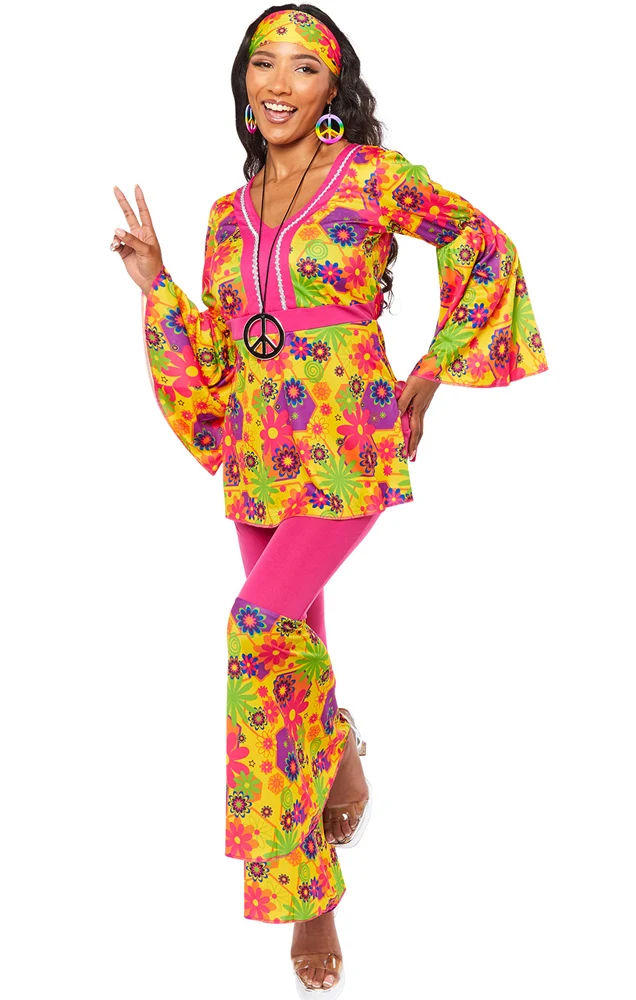 70er Jahre Hippie Babe Flora Damenkostüm