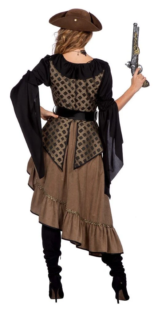 Piratenkleid taupe de luxe für Damen