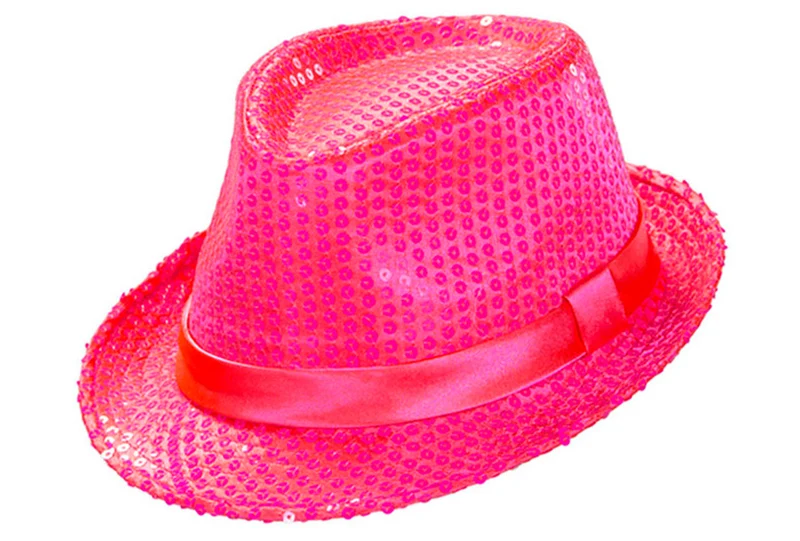 Pailletten Fedora Hut Neon-pink