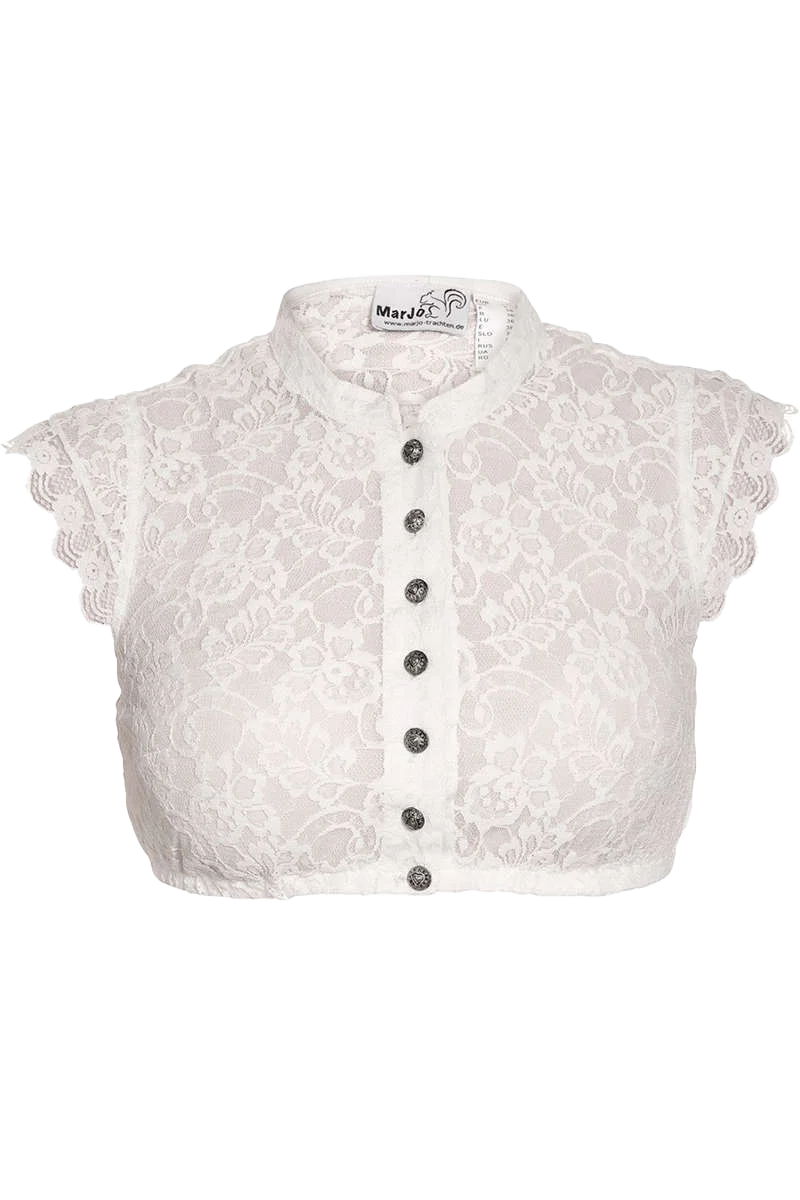 Dirndl Spitzenbluse hochgeschlossen mit Flügelärmel