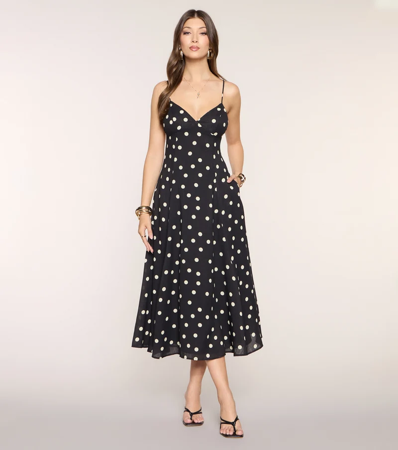 Maggie Polka Dot Midi Formal Dress
