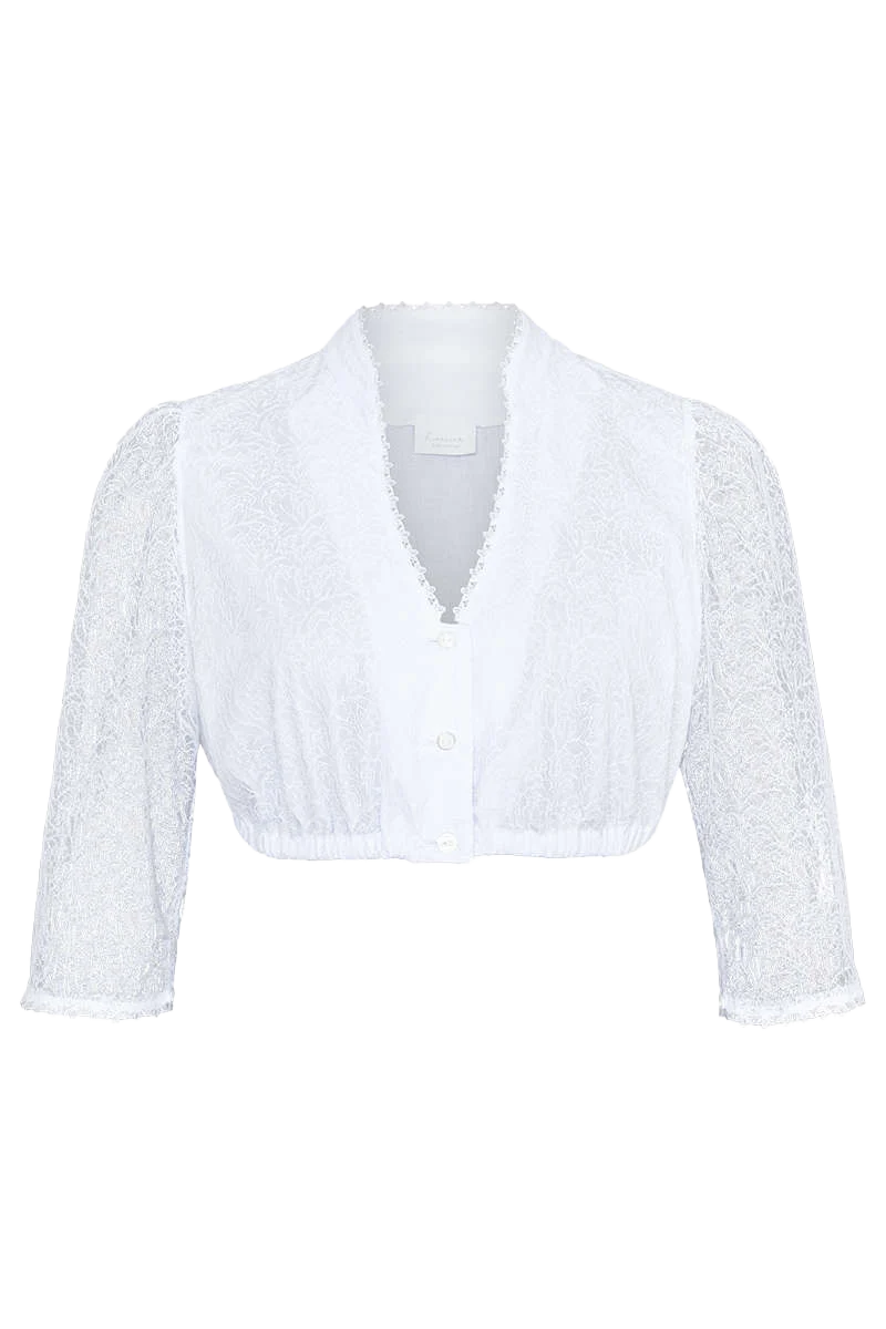 Dirndl-Bluse hochgeschlossen mit Spitzenärmel