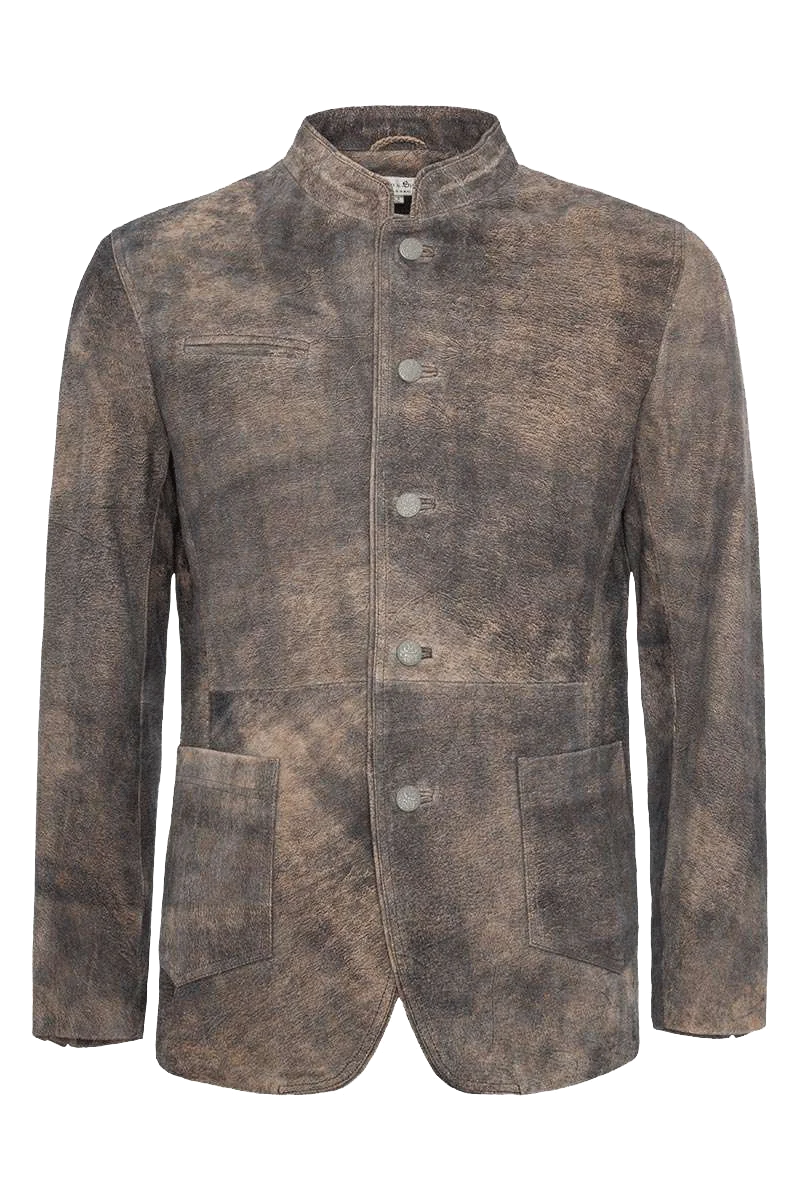 Trachten Lederjacke mit Stehkragen