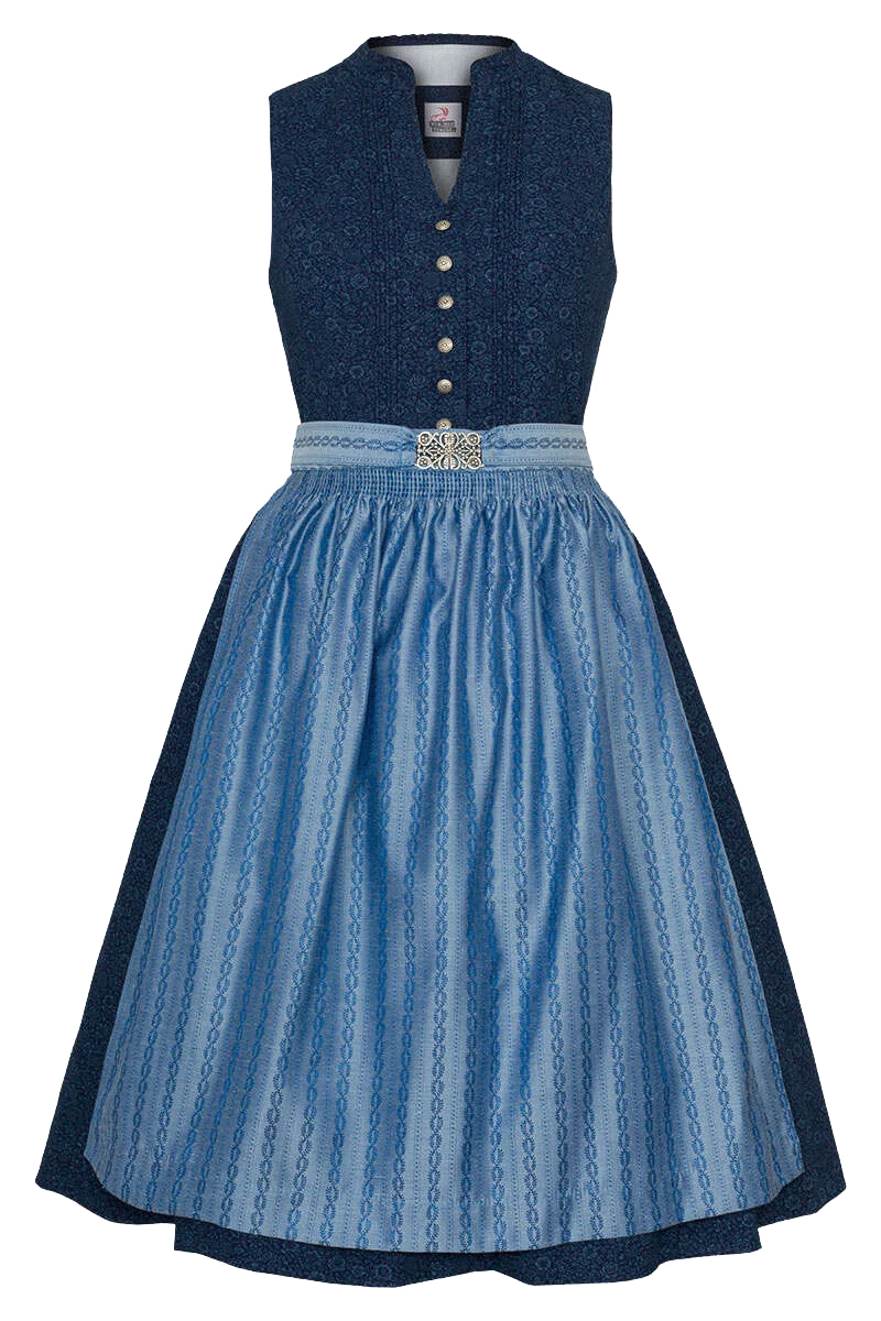 Baumwolldirndl hochgeschlossen mit Broschenschürze