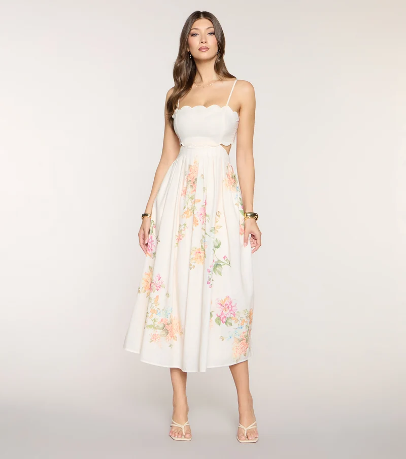 Ember Floral A-Line Midi Formal Dress