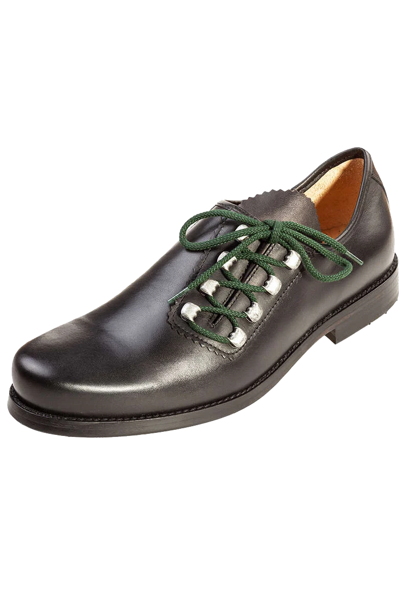 Trachten Haferl-Schuh mit grünem Schnürsenkel