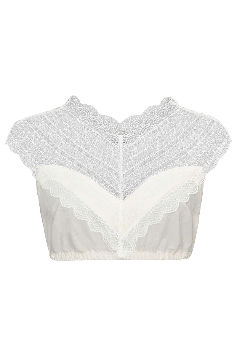 Dirndl-Bluse mit transparenten Spitzen-V-Einsatz