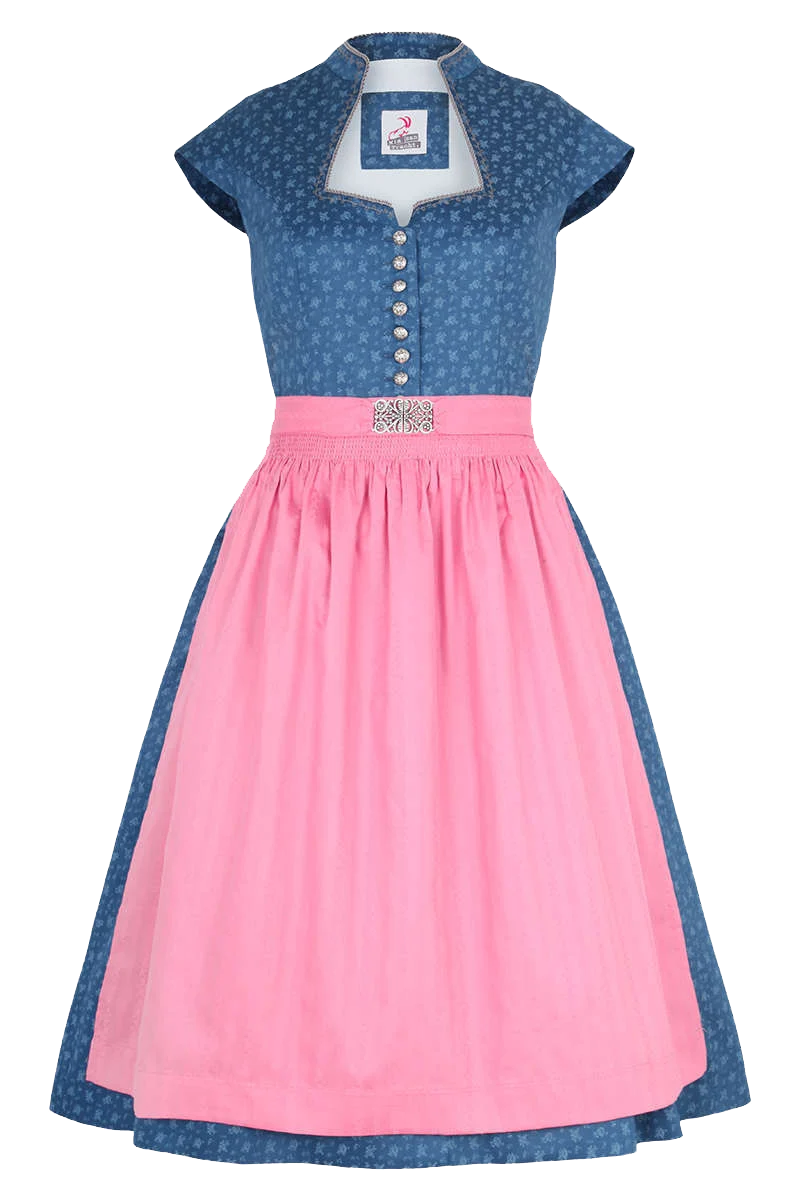 Baumwolldirndl mit Flügelärmeln und Broschenschürze