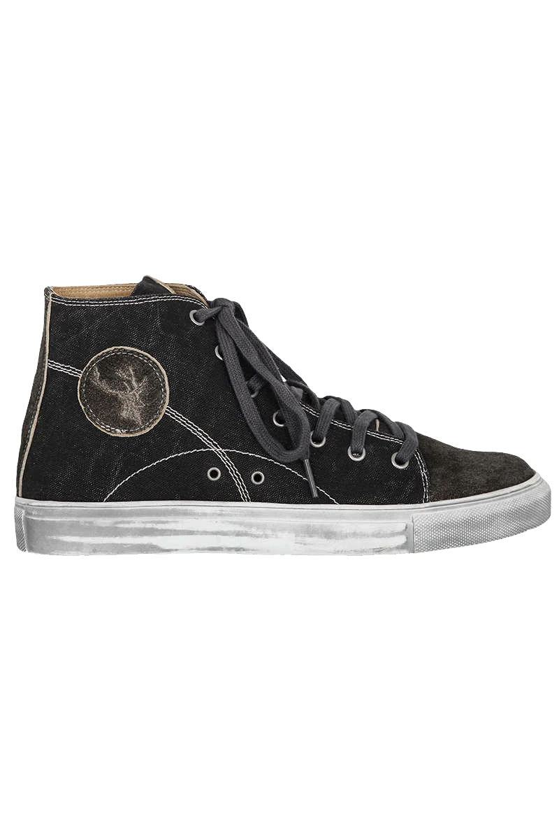 Trachten Leder-Sneaker mit Leinenoptik hoch