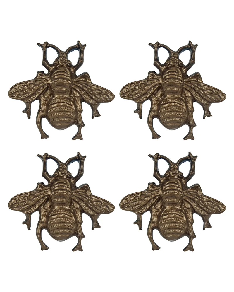 Messingfarbene Bienen Magneten im Vintage Style 4 St.