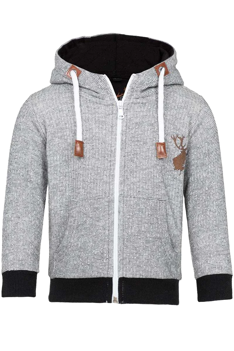 Trachten Sweatjacke Kapuze grau