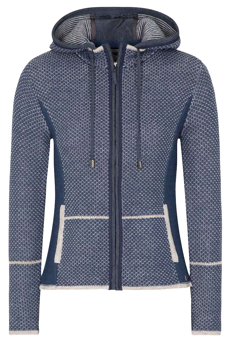 Damen Trachtenstrickjacke mit Reißverschluss und Kapuze