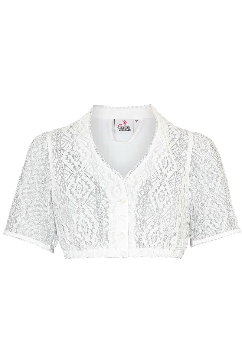 Dirndlbluse Spitze mit V-Ausschnitt 1/2-Arm